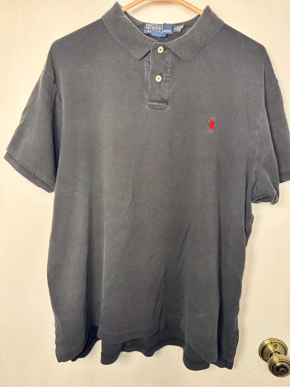 Ralph Lauren Black Polo with Red Pony Embroidery